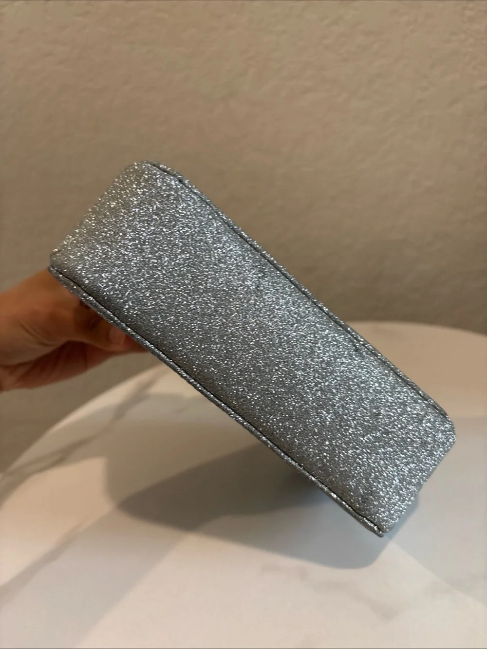 Balenciaga Glitter Silver Leather Camera Crossbody Bag Made In Italy